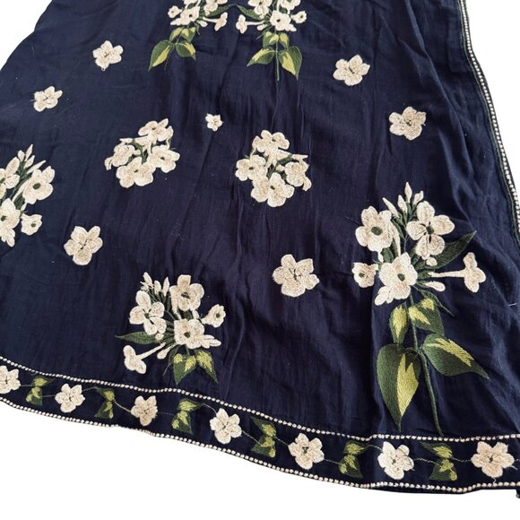 Floral Embroidered Navy Sleeveless Maeve Dress US 12  Made In India - Picture 9 of 11